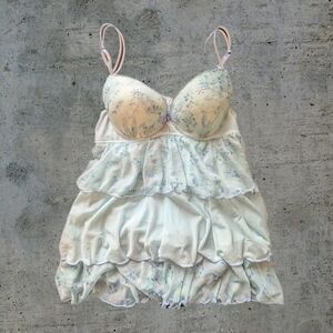 Floral Lace Tiered Babydoll Lingerie Top